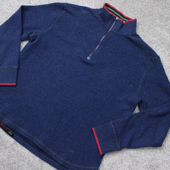 Robert Graham Sweatshirt Mens Medium Blue 1/4 ZIp 100% Cotton L/S Pullover - Picture 4 of 15